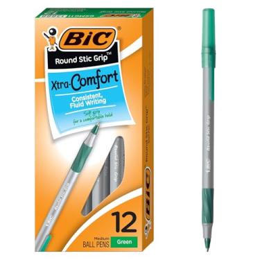 Imagem de BIC Caneta esferográfica GSMG11-verde redonda Stic Grip Xtra Comfort, ponta média (1,2 mm), verde, 12 unidades