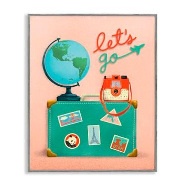 Imagem de Stupell Industries Let's Go Travel Suitcase Gray Framed Giclee Art Design por Jilly Jack Designs, 76 x 61 cm