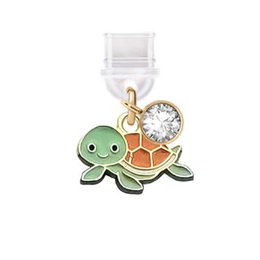 Imagem de ELISE & FONDA Porta de carregamento tipo C TP840, plugue antipoeira, pingente de celular pequena tartaruga para iPhone 15/16/Samsung/OnePlus/Xiaomi/oppo telefones Android (verde)