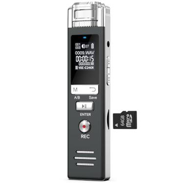 Imagem de Gravador de voz digital - Gravador de áudio de 72 GB com reprodução de gravador ativado por voz para palestras, reuniões, entrevistas, dispositivo de gravação, gravador com microfone, cabo USB, leitor