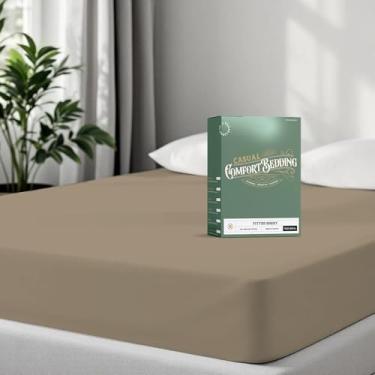 Imagem de TEXAS LINEN CO. Lençol Queen 100% algodão orgânico, tecido percal, acinzentado, 1 lençol Queen com bolso profundo, serve para colchão de até 41 cm, roupa de cama fresca e nítida, lençóis de luxo com