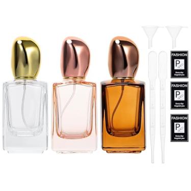 Imagem de Yebeauty Frascos de perfume vazios, 3 frascos de perfume de vidro de 50 ml, recarregáveis, spray de névoa fina para perfume colônia, rosa âmbar transparente