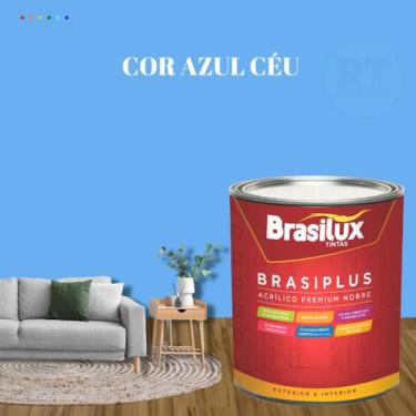 Imagem de Tinta Semi Brilho Cor Azul Petróleo 800ml Brasiplus Acrílica Lavável. 