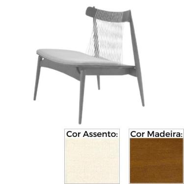 Imagem de Poltrona MH-3782 Herval Madeira Amêndoa Assento Estofado Linho Marfim 