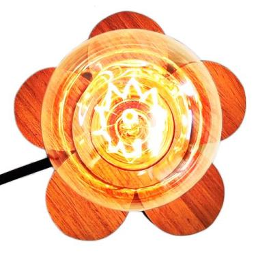 Imagem de Luminária de mesa Abajur Flor Rádica Freijó com Interruptor - IluminAq