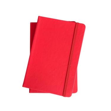 Imagem de Caderno Tipo Moleskine Com Pauta 14x21 Caderneta de Anotações com Capa Dura e Elástico Tamanho A5, Vermelho