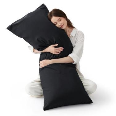 Imagem de Capa de travesseiro corporal Bedsure Black Long Cooling 100% rayon