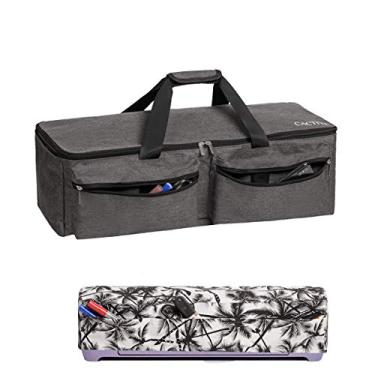 Imagem de CACTIYE Bolsa de transporte compatível com Cricut Explore Air and Maker, bolsa à prova d'água compatível com Cricut Explore Air e suprimentos (cinza + coco, 1+1)