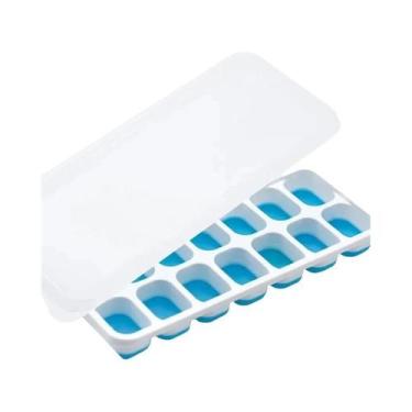 Imagem de Forma De Gelo De Silicone Com 14 Cubos E Tampa, Moldes Quadrados De Fá