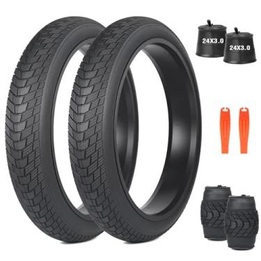 Imagem de MEGHNA Fat Bike Tire 61.0 cm Pneu de bicicleta elétrica Fat Tire 61 x 7.6 cm (75-507) Heavy Duty Knobby Antiderrapante Dobrável Substituição Todo Terreno Pneu para Bicicleta E-Bike Snow Bike Kids Bike