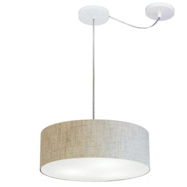 Imagem de Lustre Pendente Cilíndrico Com Desvio De Centro Md-4255 Cúpula Em Tecido 40x15cm Rustico Bege - Bivolt