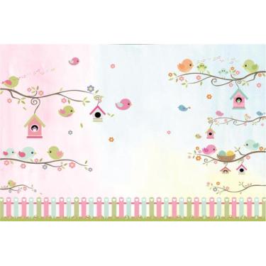 Imagem de Painel De Lona Jardim Encantado Azul e Rosa - Fabrika de Festa, 240x13