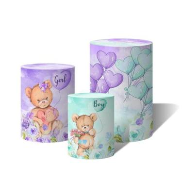 Imagem de Trio de Capas Cilíndricas Versátil Revelação Ursinhos Boy or Girl Lilá