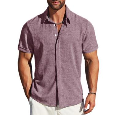 Imagem de Camisa masculina MAPICK de algodão e linho sem rugas