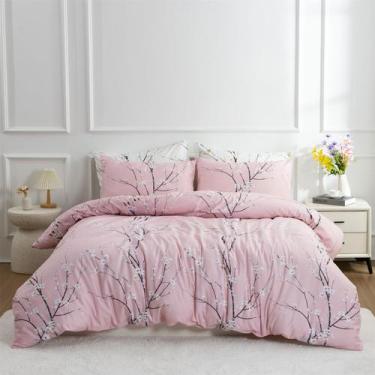 Imagem de Conjunto de edredom mixinni Pink Queen Size com 2 fronhas