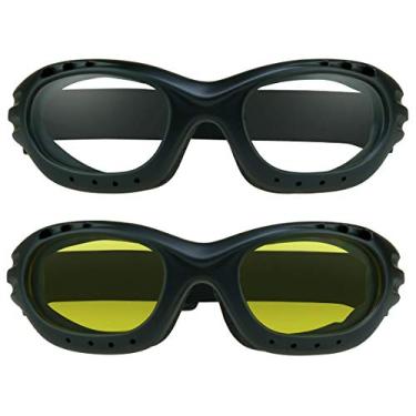 Imagem de Bikershades Óculos de sol para motocicletas transparentes e noturnos, almofada de espuma amarela, alça ajustável, esqui, mergulho no céu
