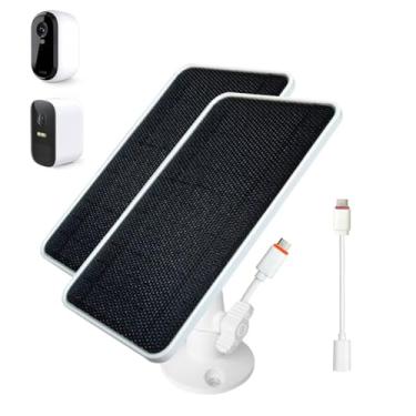 Imagem de JJMASEE Carregador de Painel Solar para Arlo Essential 2K /2K Xl(2ª Geração), Eufycam 3C/2C Pro/2C/2 Pro/2/E/Solocam E40/E20- Inclui Cabo À Prova de Intempéries de 13 Pés e Suporte (Pacote Com 2 Unida