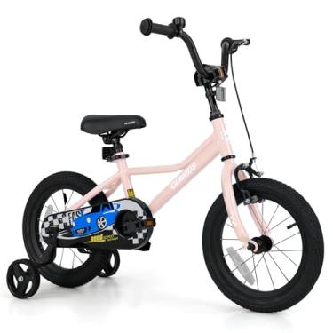 Imagem de Olakids Bicicleta infantil, bicicleta infantil com tema de carro de corrida de 30,5 cm, 40,6 cm, com rodas de treinamento, assento ajustável, suporte para guidão, freio e freio de mão, bicicleta