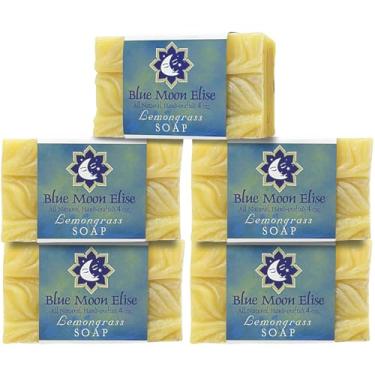 Imagem de Blue Moon Elise Sabonete em barra natural de capim-limão, perfumado com óleos essenciais premium, feito à mão nos EUA, hidratante e terapêutico para rosto/corpo, para pele sensível, para homens e
