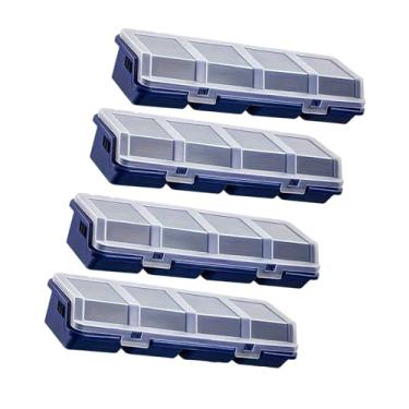 Imagem de Generic 4 peças organizadores de parafusos compartimentos caixas divisoras caixas organizadoras para pregos porcas componentes eletrônicos de trabalho, Azul