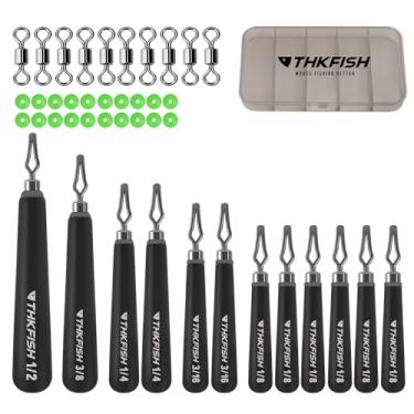 Imagem de THKFISH Kit Com 46 Pesos De Tungstênio Para Drop Shot, Finos, Peso Em Forma Lágrima Contas Pesca E Giratório Robalo (Prata, I-42Pcs-Weight)