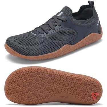 Imagem de Tênis masculino de corrida em trilha minimalista sem queda de bico largo para homens Deadlift Cross Gym Walking Training Shoes, Cinza escuro, 7 Wide