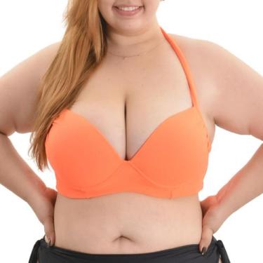 Imagem de Top Biquini Bojo Aro Texturizado Franzido Frontal Amarração Plus Size 