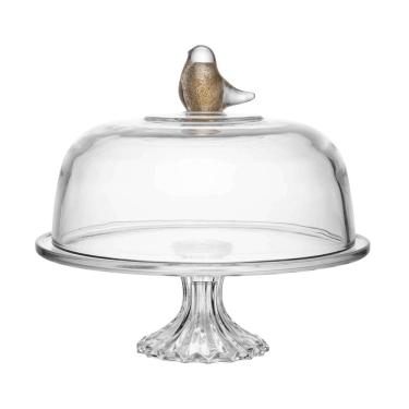 Imagem de Boleira Bird de Cristal com Pé e Tampa 30cm - Wolff