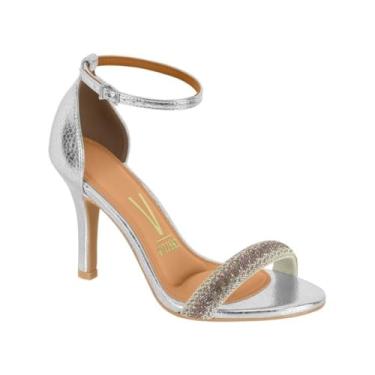 Imagem de Sandália Feminina Vizzano – Metalizada, Salto Fino, Moderna e Elegante (Prata, BR, Adulto, Numérico, 35)
