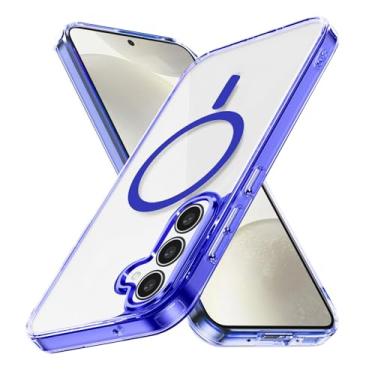 Imagem de Capa traseira magnética para Samsung Galaxy A55, [compatível com MagSafe] Capa protetora translúcida fosca para mulher homem à prova de choque fina (azul)