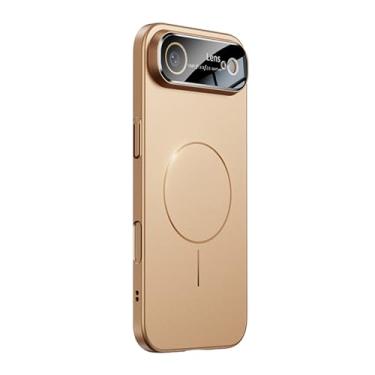 Imagem de Omio Capa magnética para iPhone Air compatível com MagSafe, protetor de lente de câmera de vidro embutido, visor de logotipo de janela grande, proteção contra quedas de grau militar, capa fosca para