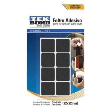 Imagem de Feltro Adesivo Quadrado Tekbond 22mm Preto Cartela com 16