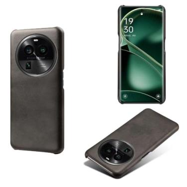 Imagem de Capa para OPPO Find X6,Proteção contra quedas,Casca de volta de cor sólida simples,Design de couro de imitação de plástico-Black