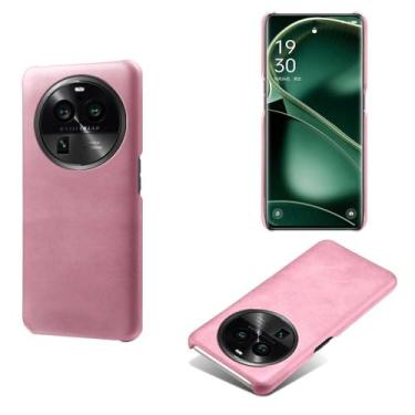 Imagem de Capa para OPPO Find X6,Proteção contra quedas,Casca de volta de cor sólida simples,Design de couro de imitação de plástico-Pink