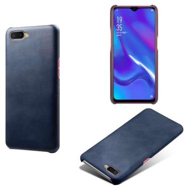 Imagem de Capa para OPPO R15X,Proteção contra quedas,Casca de volta de cor sólida simples,Design de couro de imitação de plástico-Blue