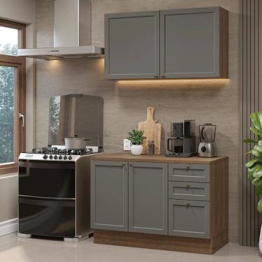 Imagem de Armário De Cozinha Compacta 120 Cm Rustic/cinza Vik Madesa 01 Rustic/cinza