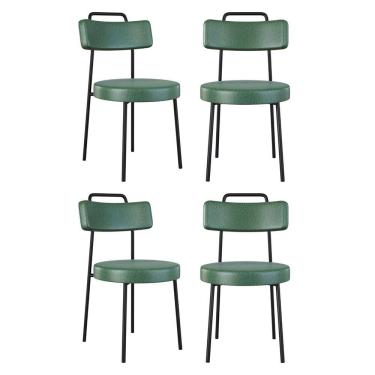Imagem de Kit 04 Cadeiras Sala de Jantar Kobe Estofada com Encosto Couríssimo Verde - Abmaza