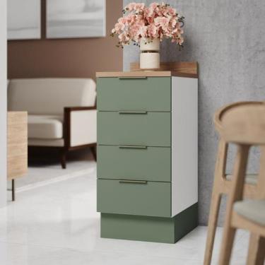 Imagem de Balcão 4 Gavetas 40cm com Tampo com Rodapé Ipanema CabeCasa MadeiraOri