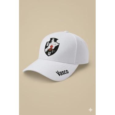 Imagem de Boné Vasco da Gama Branco Aba Curva  Bordado Ajuste em tiras autocolan