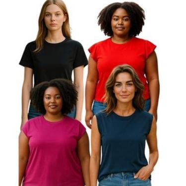 Imagem de Kit 4 Regata Muscle Tee Blusa Feminina Básica Confortável-Feminino