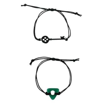 Imagem de Gliquran Pulseira Coraline - Chave e Pedra Verde Libélula - Acessórios de cosplay de desenho animado de filme de terror - Joias de mercadoria com gola de caveira para meninas e meninos, adjustable