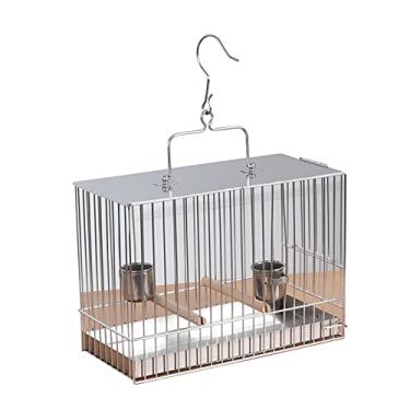 Imagem de Gaiola de pássaro portátil de aço inoxidável leve gaiola de pássaro transparente para pássaros pequenos ninho de pássaro (tamanho : grande)
