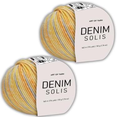 Imagem de Fio variegado 55% algodão, 45% poliacrílico, 50 g, 160 m (174 jardas) fio esportivo macio e suave – fino (2) para crochê, tricô, amigurumi, cobertores, roupas (confetes céus, jeans pacote 2)