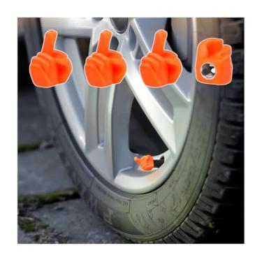 Imagem de Tampa de haste de válvula universal de dedo médio, 4 peças de tampas de haste de válvula de pneu de brincadeira engraçadas capas herméticas à prova de poeira capa de haste de válvula antiferrugem