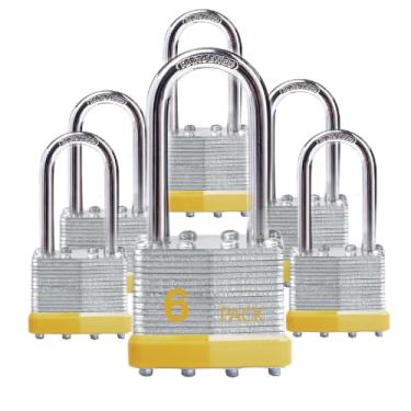 Imagem de XanHen Cadeados com chave de aço laminado fechaduras iguais a granel, cadeados longos, pacote com 6 para trava de ferrolho, galpões, cercas, armário de armazenamento, escola, academia