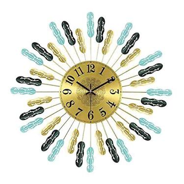 Imagem de AKALNNB Decoração de parede de metal para casa, relógio de parede para decoração de sala de estar, relógios de parede com explosão solar, silencioso, sem tique-taque (C 80 cm/32 polegadas) (D 60 cm/24