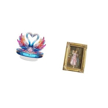 Imagem de Fenteer Escultura de Cisne de Resina Acrílica, Porta-retratos, Estátua, Centro de Mesa, Porta-cartões, Pôster, Porta-retratos Frontal de Vidro para Mesa, Armá