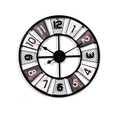 Imagem de TLTDSMY Relógio de parede decorativo, relógio redondo de madeira para pendurar relógios grandes silenciosos para casa, sala de estar, cozinha