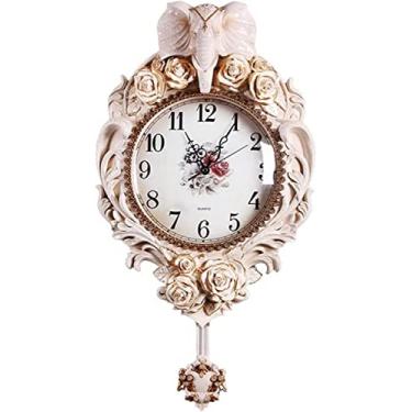 Imagem de Relógio de parede silencioso relógio de parede grande interno relógio de parede decorativo relógio de parede retrô operado por bateria para decoração de sala de estar com pêndulo para hotéis, elefante