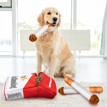 Imagem de Homrich Brinquedo de cigarro para cães grandes, engraçados e interativos de pelúcia, 3 pacotes de brinquedos de sopro com uma caixa, brinquedos para animais de estimação médios, pequenos e grandes
